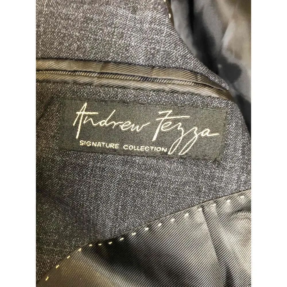 Andrew Fezza Gray Checked Pattern 2 Button Notched Lapel Blazer Jacket 42R - Picture 3 of 5